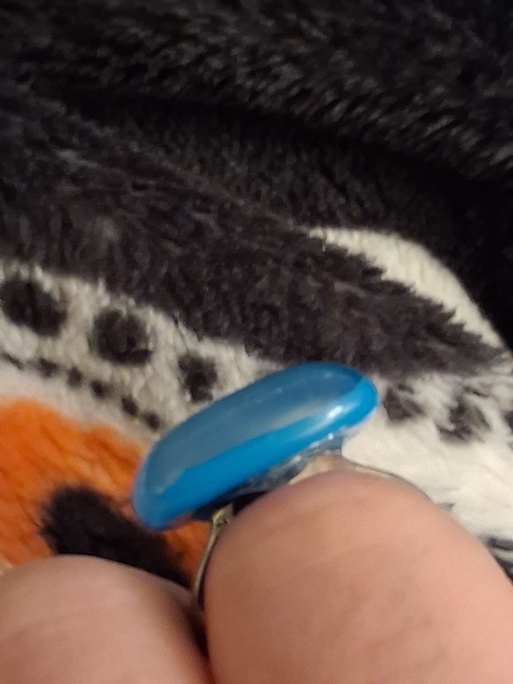 Iridescent Blue Glass Statement Ring - Picture 5 of 8